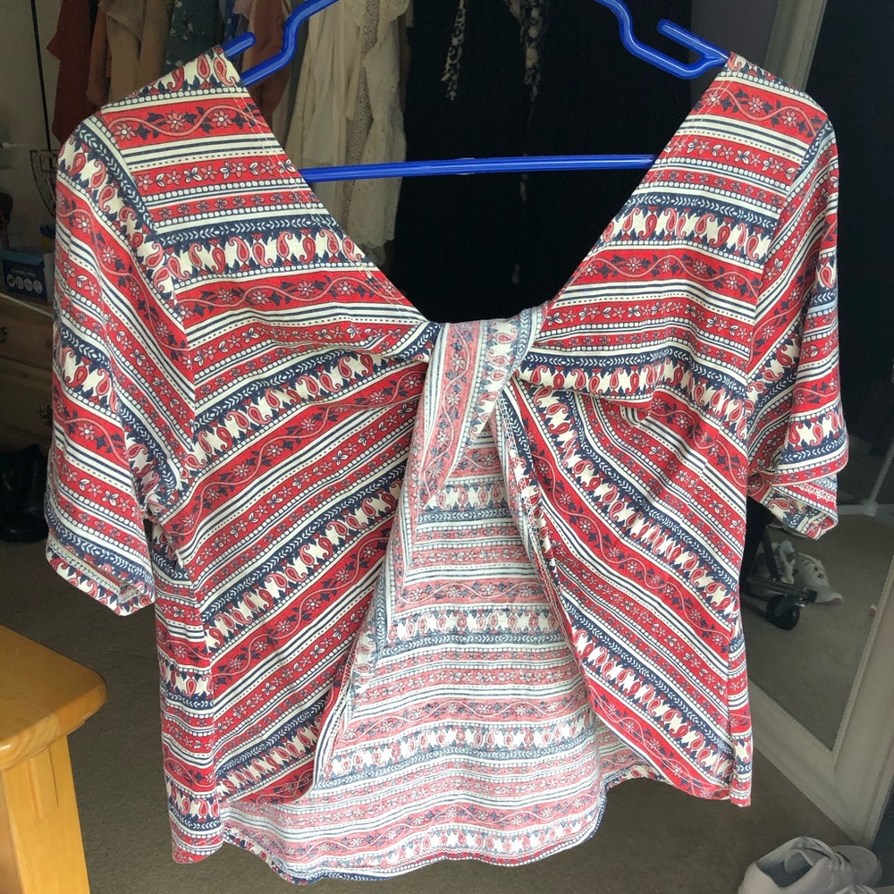 Red crop top with open back